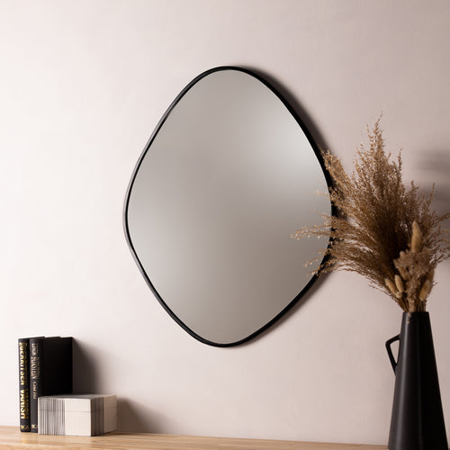  Black Accessories - Organic Oval Wall Mirror Black Yard