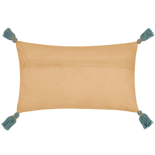 Floral Blue Cushions - Orilla Floral Tasselled Cushion Cover Camel/Duck Egg Wylder