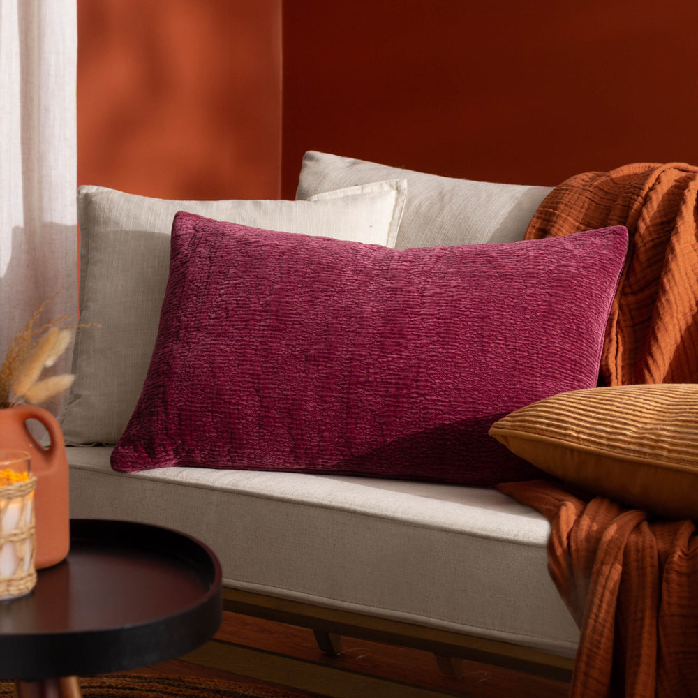 Osaka Chenille Cushion Burnt Red