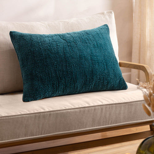 Plain Blue Cushions - Osaka Chenille Cushion Cover Petrol Yard