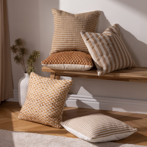 Striped Beige Cushions - Organik Stripe Cushion Cover Natural Yard