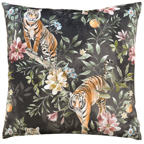 Animal Black Cushions - Orient Tiger Repeat Cushion Cover Jet Wylder