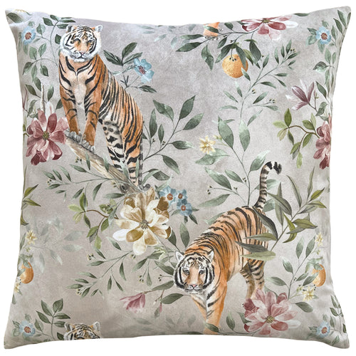 Animal Brown Cushions - Orient Tiger Repeat Cushion Cover Taupe Wylder