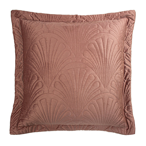 Jungle Pink Cushions - Palmeria Quilted Velvet Cushion Cover Blush Paoletti