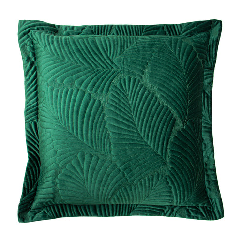 Paoletti Palmeria Quilted Velvet Pillowcase - Moss Green Embroidered Luxury Bedding