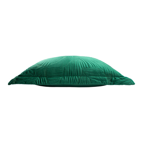 Jungle Green Cushions - Palmeria Quilted Velvet Cushion Cover Emerald Paoletti