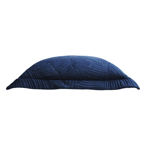 Jungle Blue Cushions - Palmeria Quilted Velvet Cushion Cover Navy Paoletti