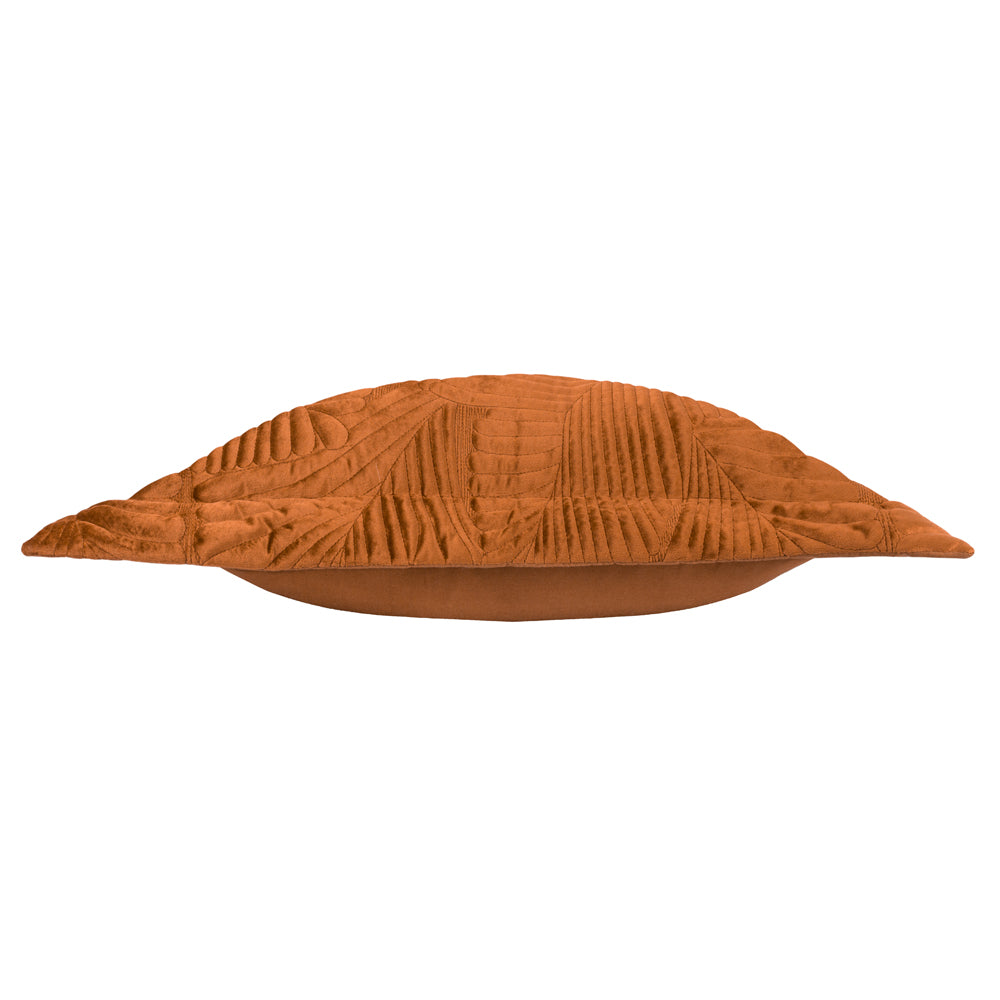 Palmeria Quilted Velvet Cushion Rust