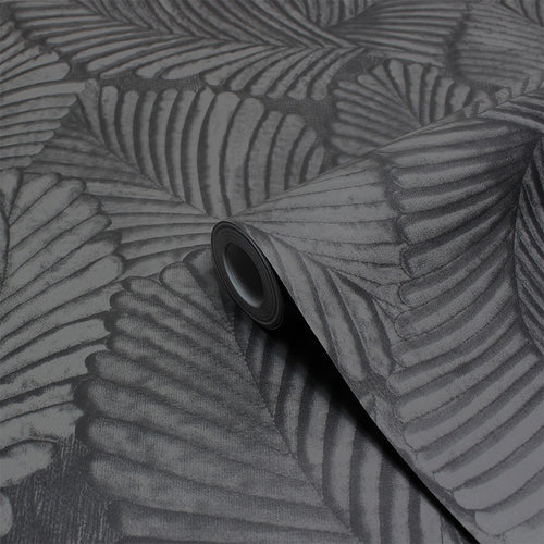 Jungle Black Wallpaper - Palmeria Vinyl Wallpaper Black Paoletti