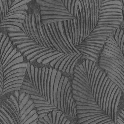 Jungle Black Wallpaper - Palmeria Vinyl Wallpaper Sample Black Paoletti