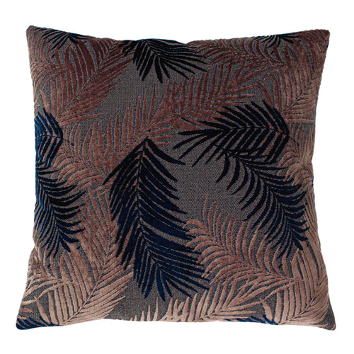 Jungle Pink Cushions - Palm Grove Velvet Jacquard Cushion Cover Blush/Navy Paoletti