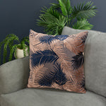 Paoletti Palm Grove Velvet Jacquard Cushion Cover in Blush/Navy