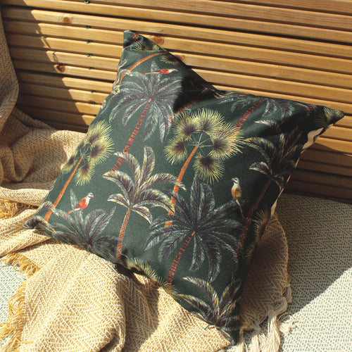 Jungle Green Cushions - Palms Outdoor Cushion Cover Forest Evans Lichfield