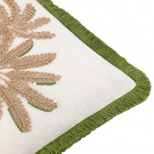  Green Cushions - Palm Embroidered Cushion Cover Green furn.