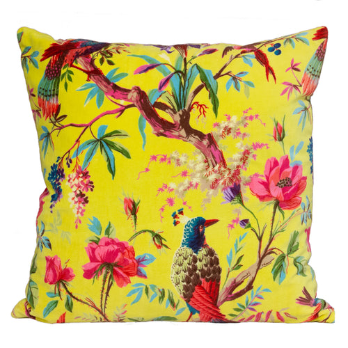 Floral Yellow Cushions - Paradise Velvet  Cushion Cover Aracia Paoletti