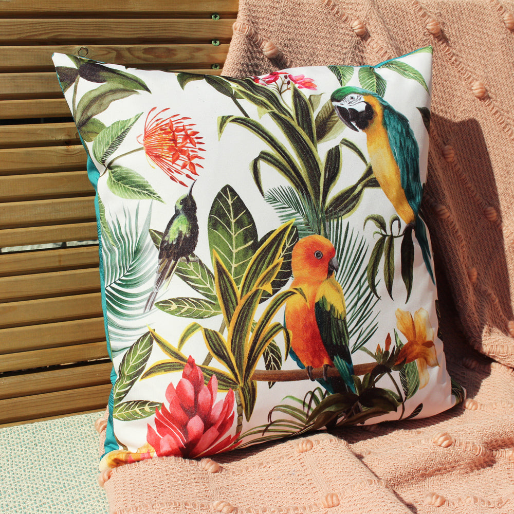 Animal Green Cushions - Parrots Outdoor Cushion Cover Green Evans Lichfield