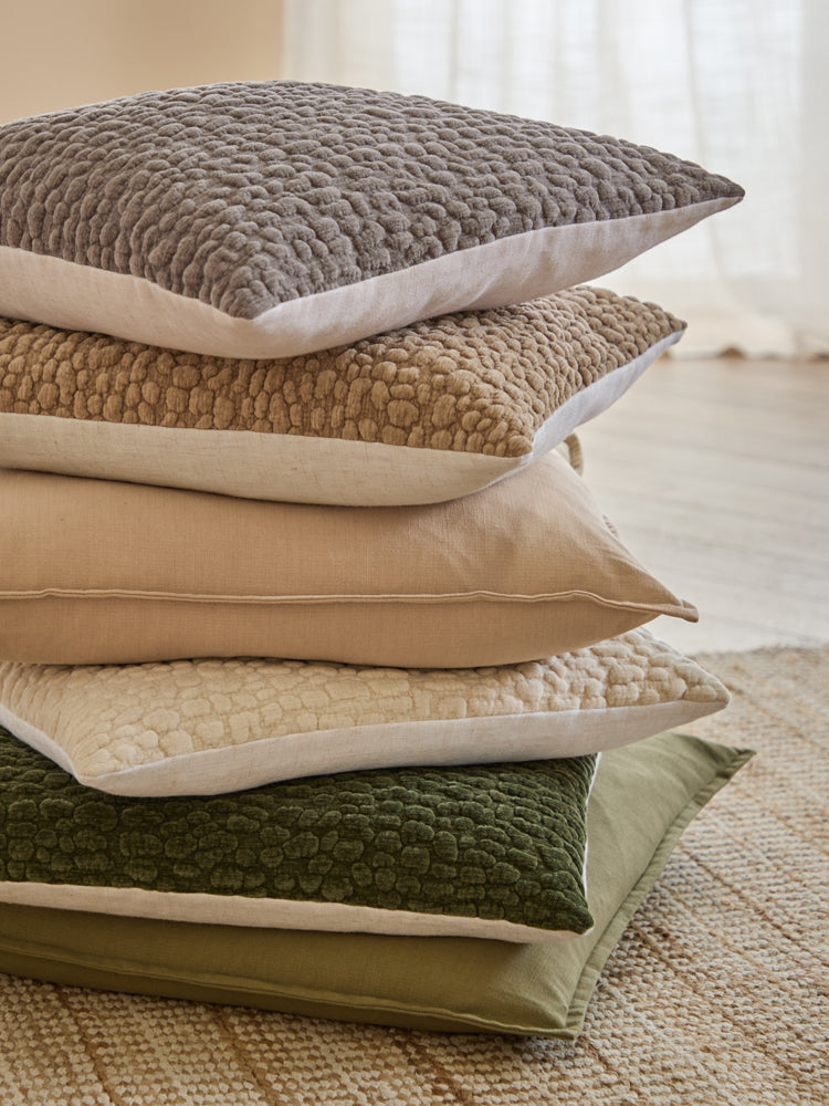 Pebble Textured Chenille Cushion Stone