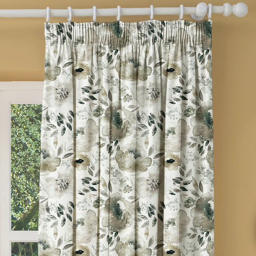 Floral Beige M2M - Peony + Delphinium Neutral Floral Made to Measure Curtains Evans Lichfield