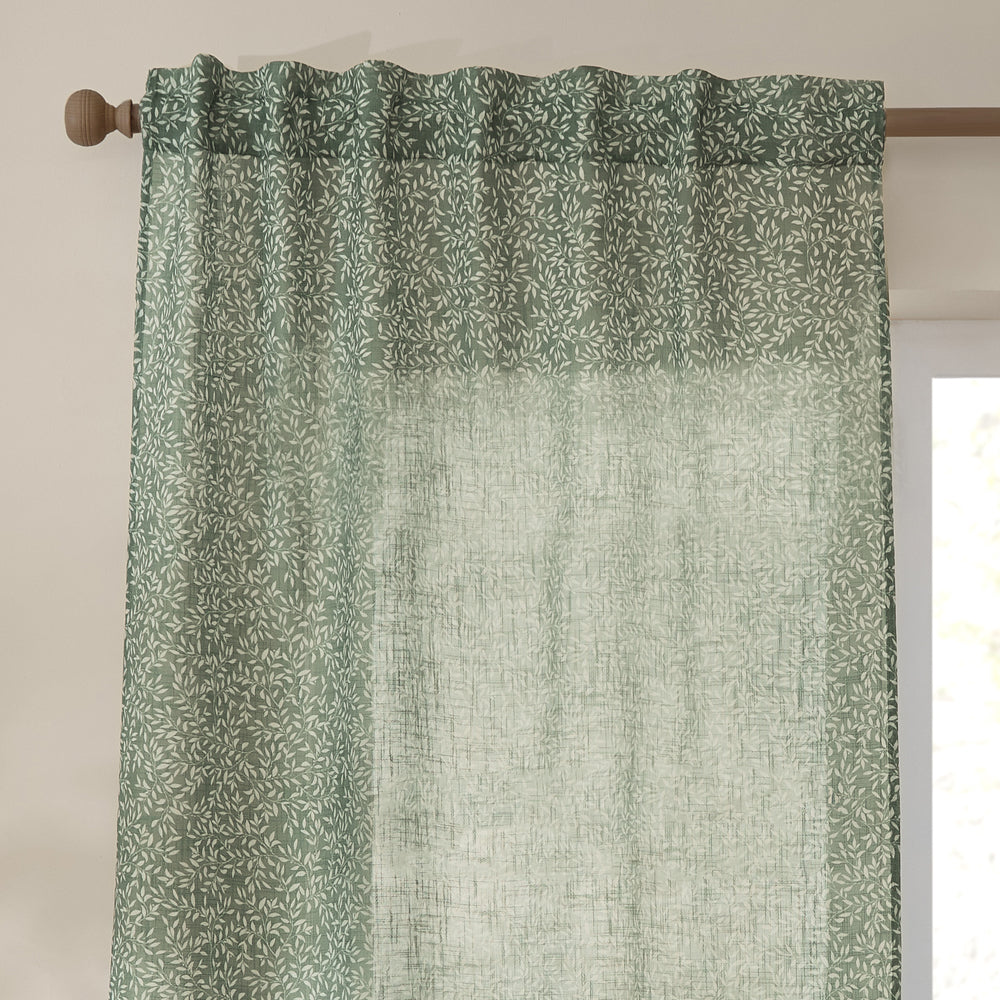 Perrie Leaf Sheer Woven Curtain Panel Forest