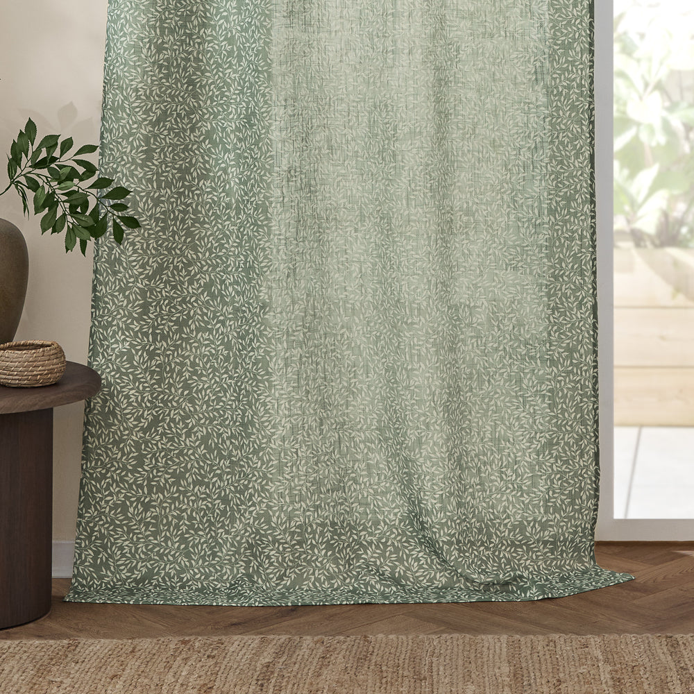 Perrie Leaf Sheer Woven Curtain Panel Forest
