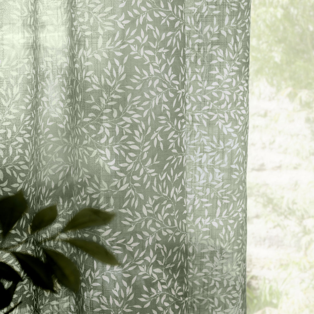 Perrie Leaf Sheer Woven Curtain Panel Forest