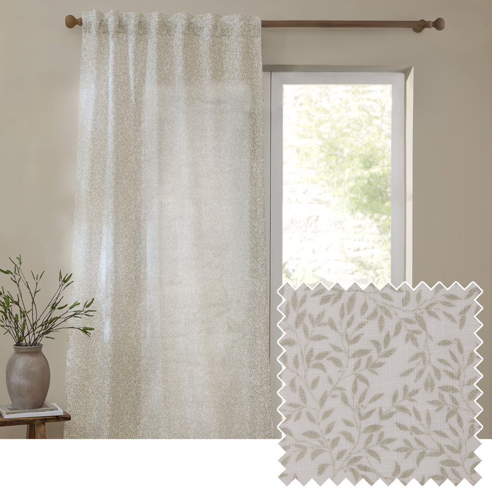 Perrie Leaf Sheer Woven Curtain Panel Natural