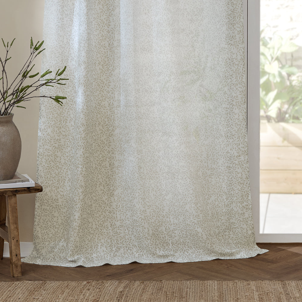 Perrie Leaf Sheer Woven Curtain Panel Natural