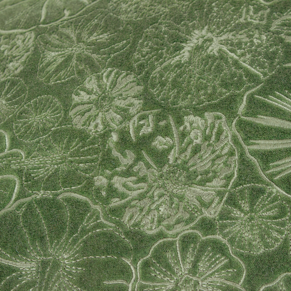 Picking Patch Embroidered Velvet Cushion Greenwood