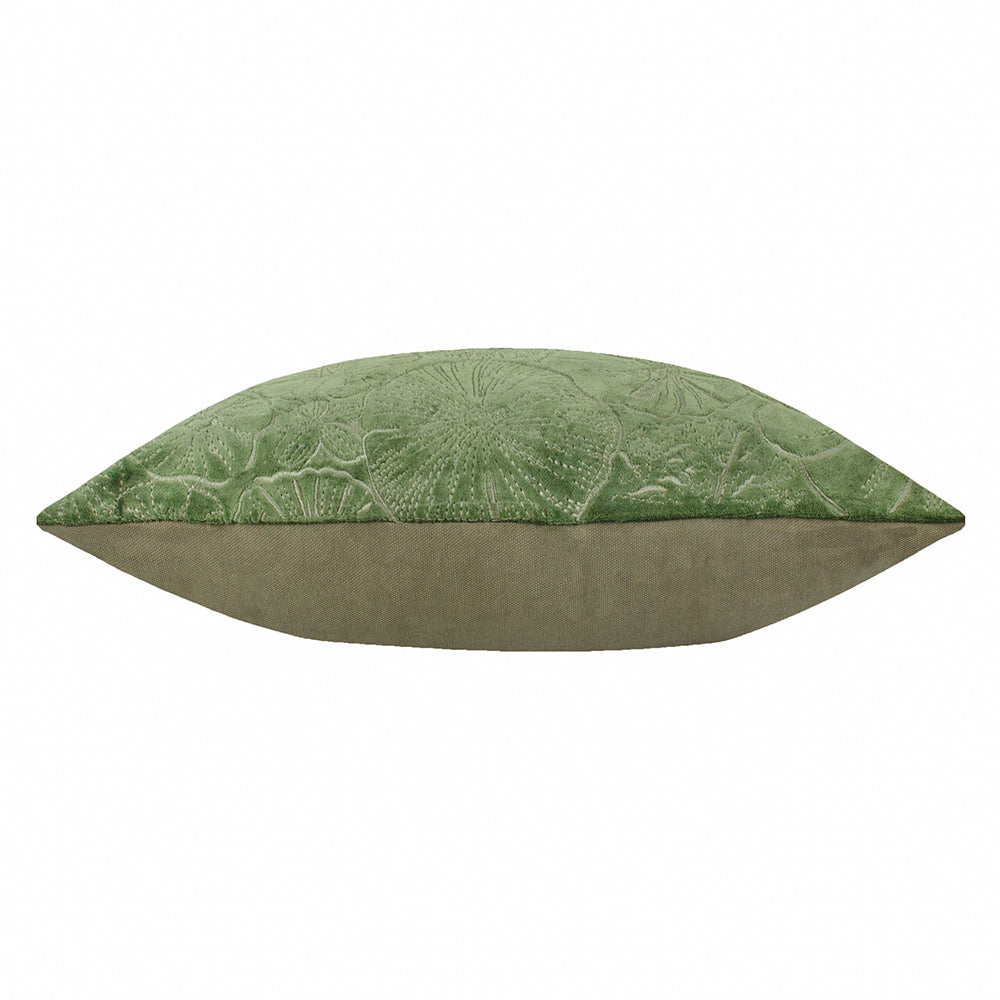 Picking Patch Embroidered Velvet Cushion Greenwood