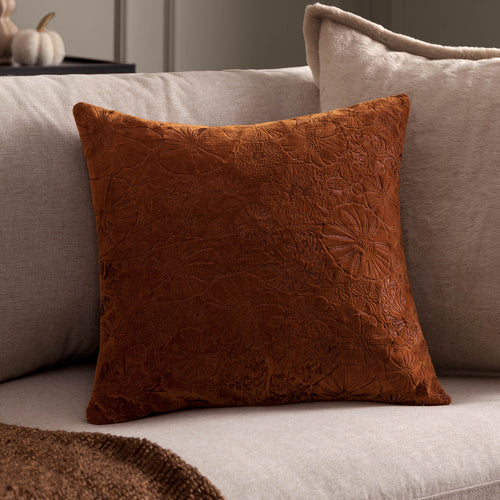 Woodland Orange Cushions - Picking Patch Embroidered Velvet Cushion Cover Pumpkin furn.