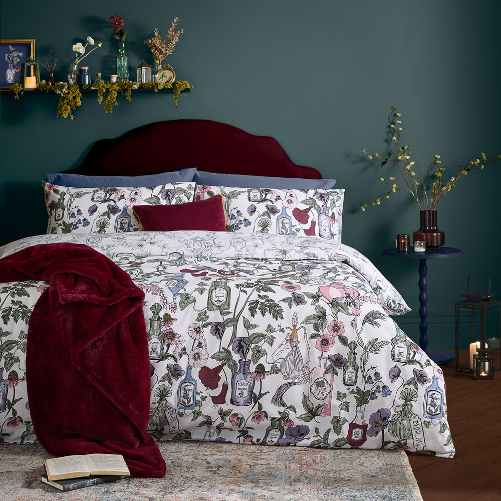 Floral Green Bedding - Pick Your Poison Reversible Halloween Duvet Cover Set Multicolour Furn
