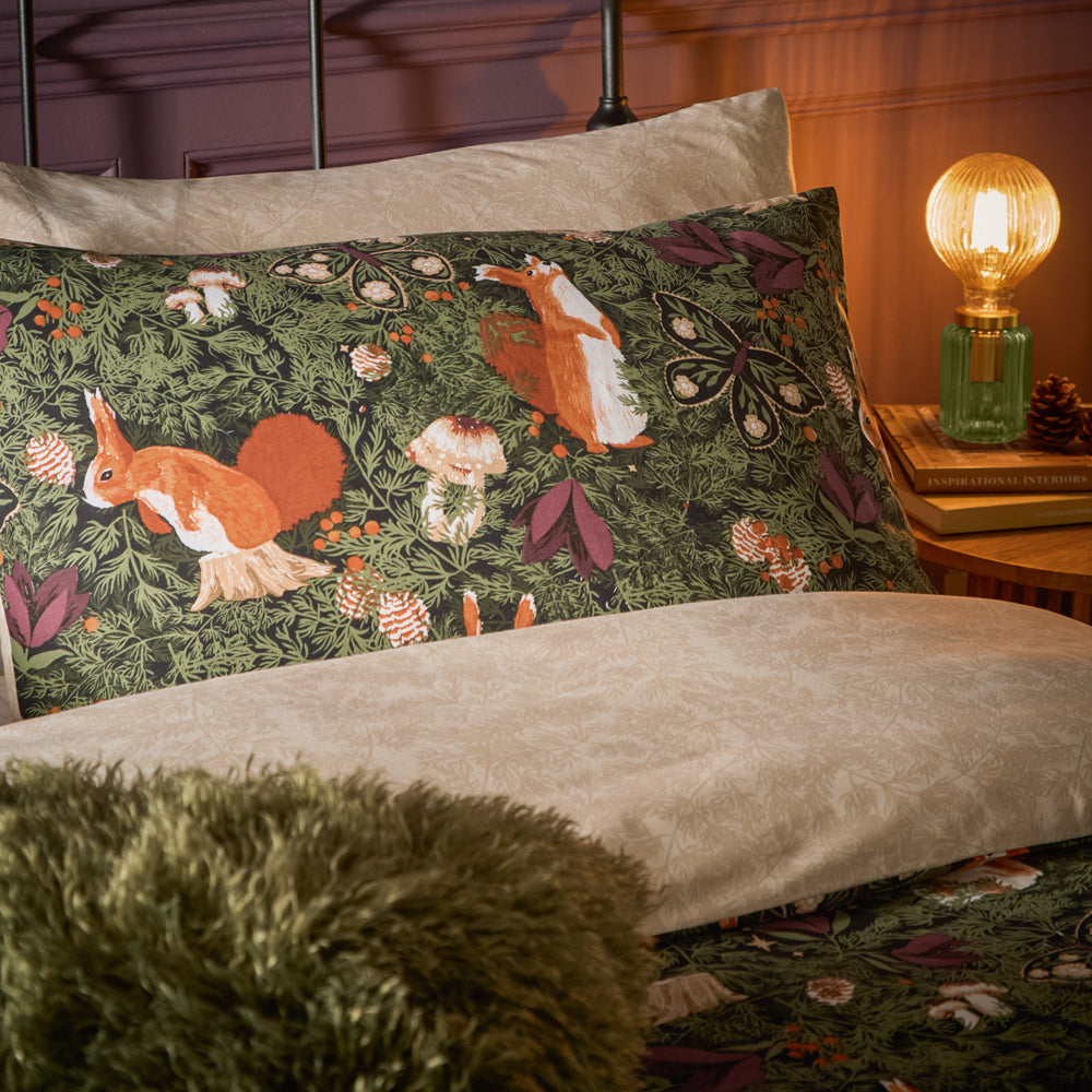 Pineberry Forest Woodland Duvet Cover Set Multicolour