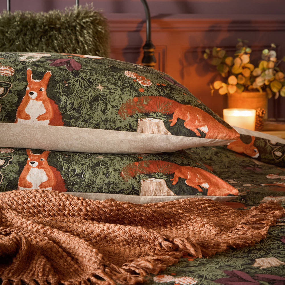 Pineberry Forest Woodland Duvet Cover Set Multicolour