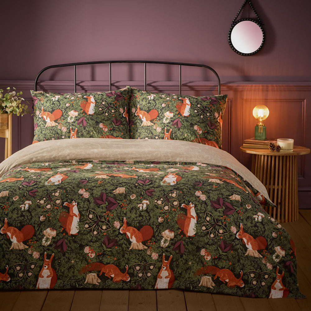 Pineberry Forest Woodland Duvet Cover Set Multicolour