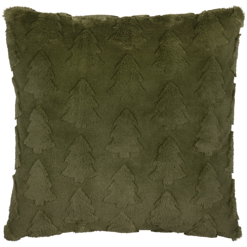 Pines Faux Fur Cushion Forest Green