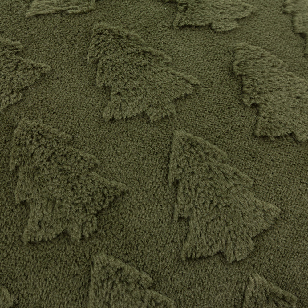 Pines Faux Fur Cushion Forest Green