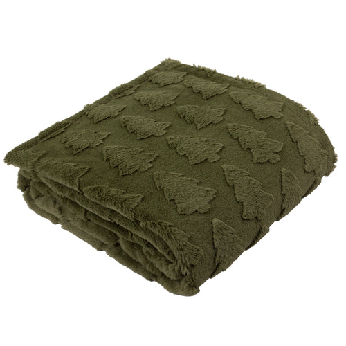 Pines Faux Fur Throw Forest Green