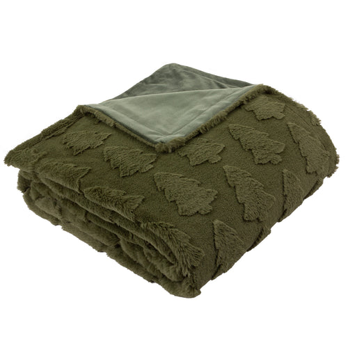 Pines Faux Fur Throw Forest Green