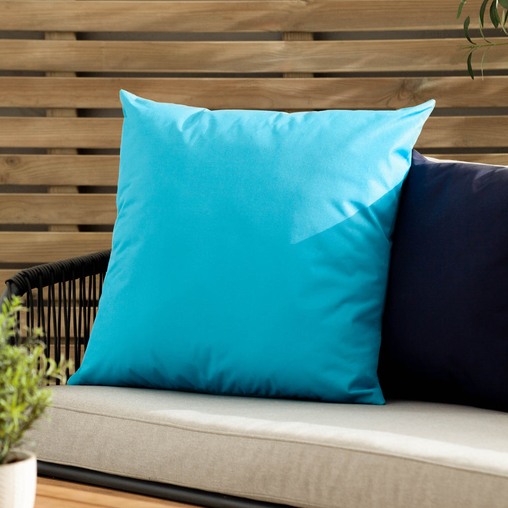 Plain Blue Cushions - Plain Outdoor Cushion Cover Aqua Furn