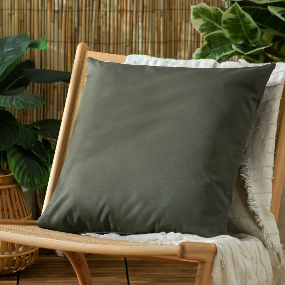 Plain Green Cushions - Plain Outdoor Cushion Cover Olive Furn