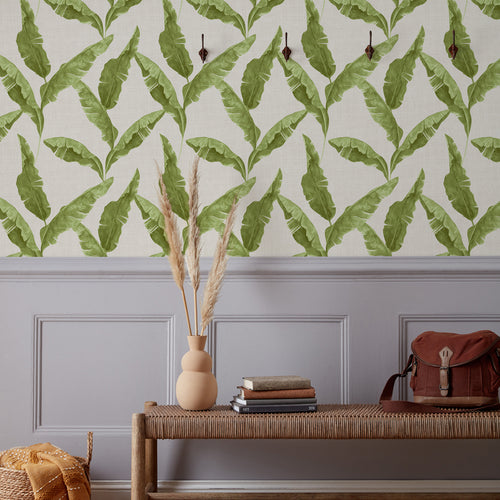 Jungle Green Wallpaper - Plantain  Wallpaper Sample Green furn.