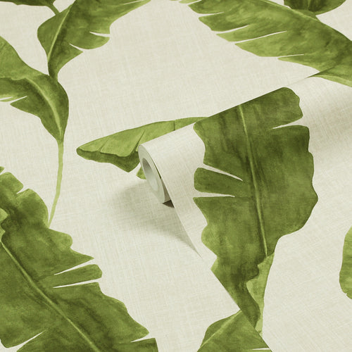 Jungle Green Wallpaper - Plantain  Wallpaper Sample Green furn.