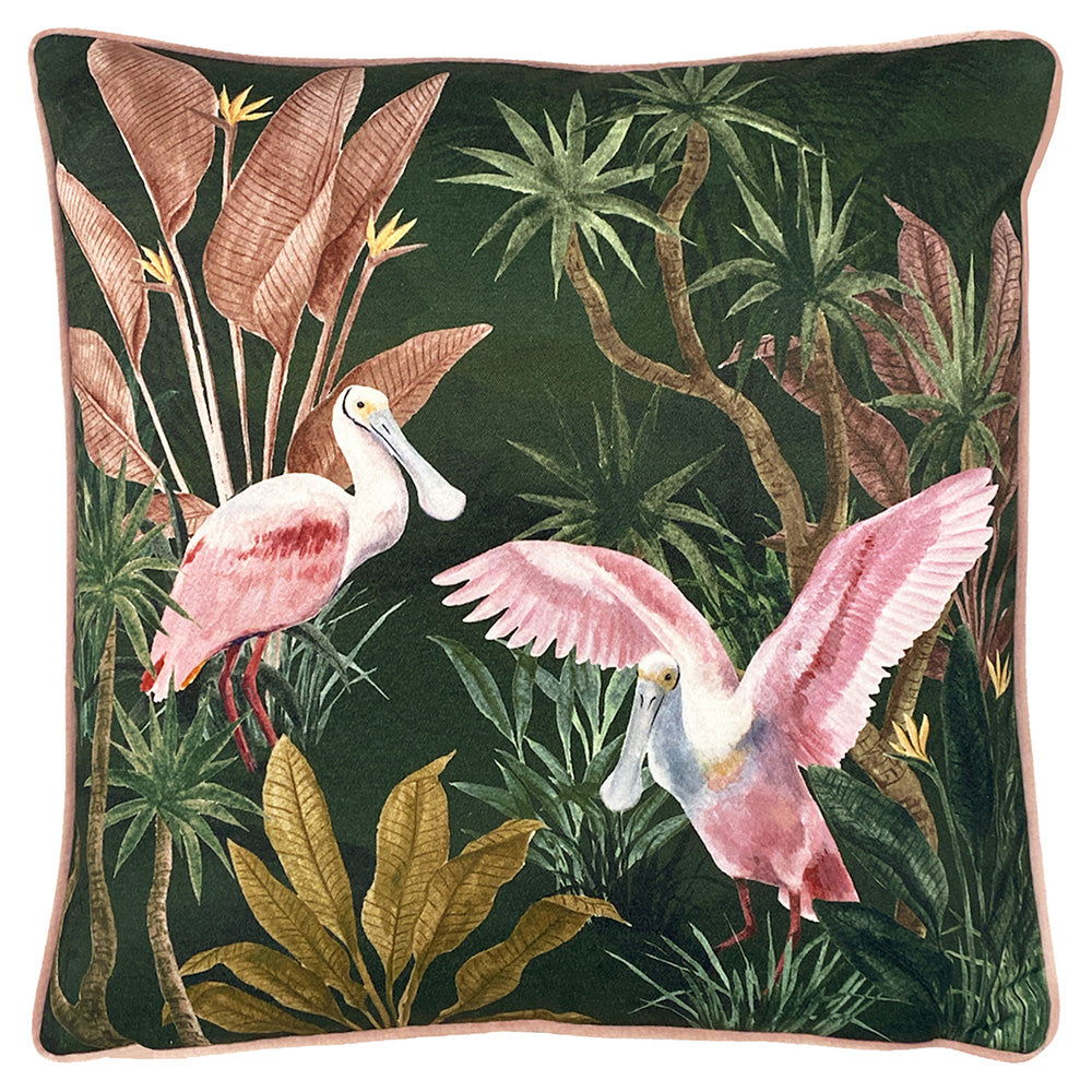 Jungle Green Cushions - Platalea Botanical Cushion Cover Green Paoletti