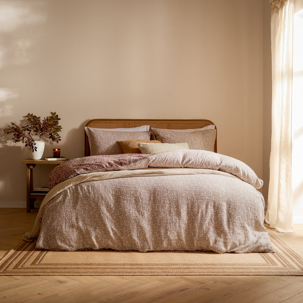 Perrie Leaf Muslin 100% Cotton Duvet Cover Set Cinnamon