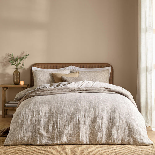 Perrie Leaf Muslin 100% Cotton Duvet Cover Set Mole