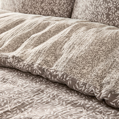 Perrie Leaf Muslin 100% Cotton Duvet Cover Set Mole