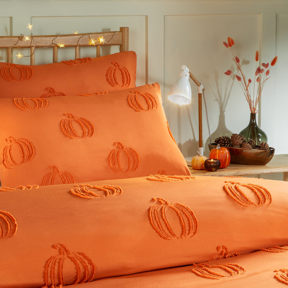 Pumpkin Fields Soft Touch Tufted Duvet Cover Set Multicolour