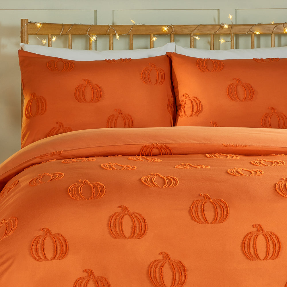 Pumpkin Fields Soft Touch Tufted Duvet Cover Set Multicolour
