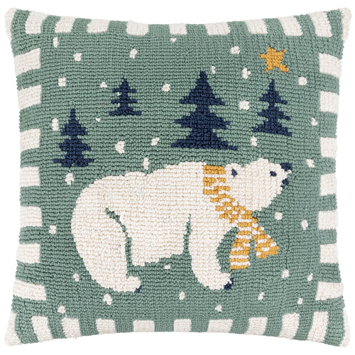 Polar Bear Tufted Cushion Frosty Blue