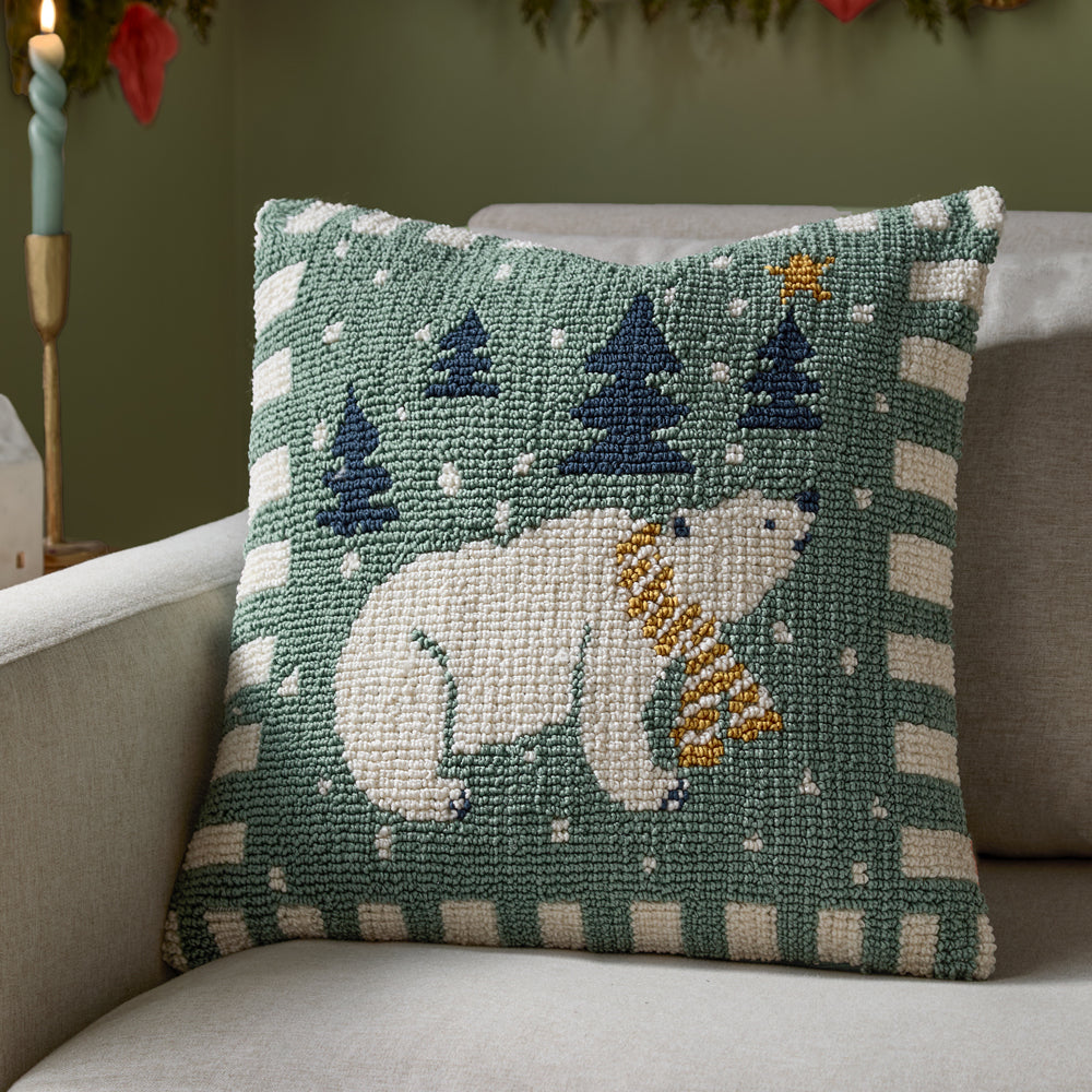Polar Bear Blue Tufted Cushion Cover | Frosty Blue Cushions | Furn